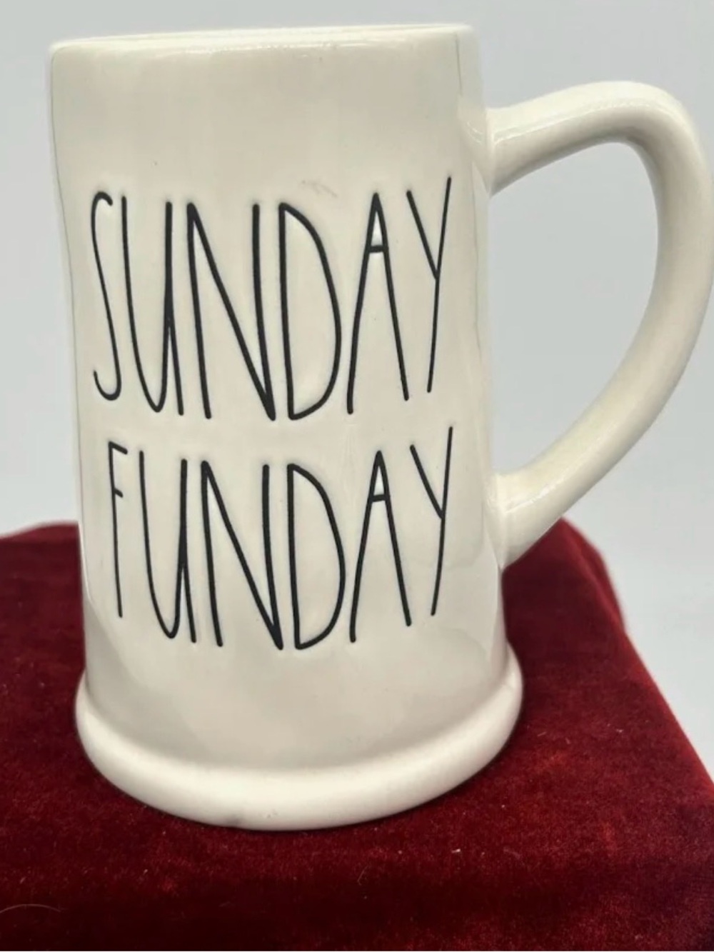 Rae Dunn White Ceramic Mug with Black "SUNDAY FUNDAY" Lettering
